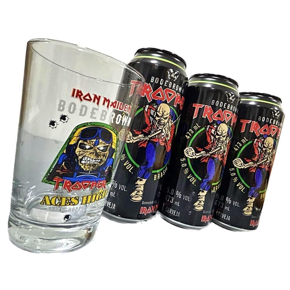 3 Cerveja Trooper 473Ml+ Copo 350Ml Iron Maiden Kit Oficial