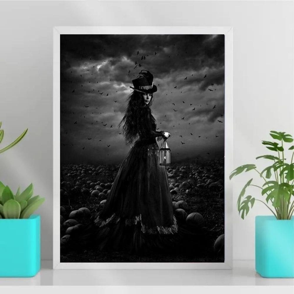 Quadro Pombagira Maria Quitéria 45x34cm - Madeira Branca