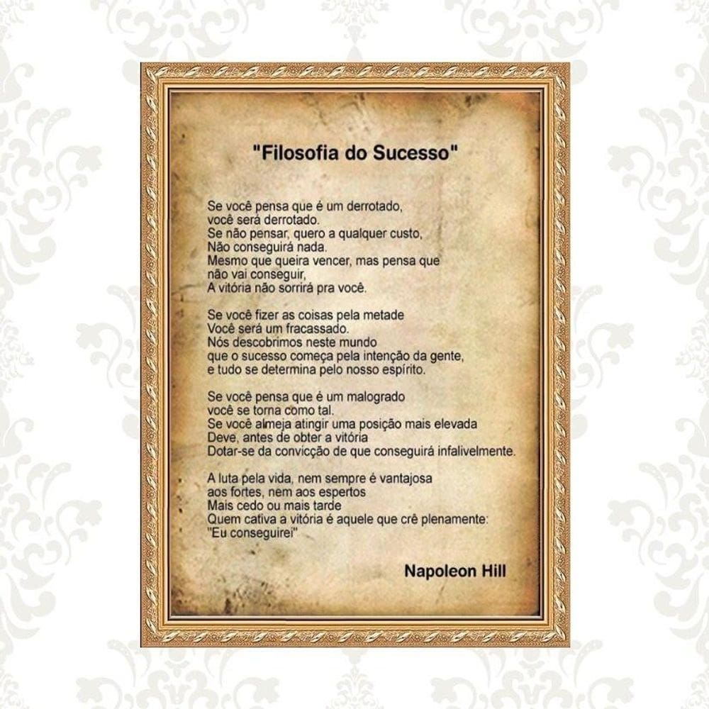 Quadro Moldura Dourada Filosofia 24X18Cm