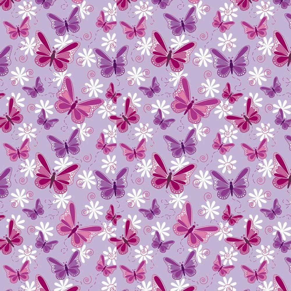 Papel Parede Lilas Escuro Com Borboletas Vermelhas E Lilas