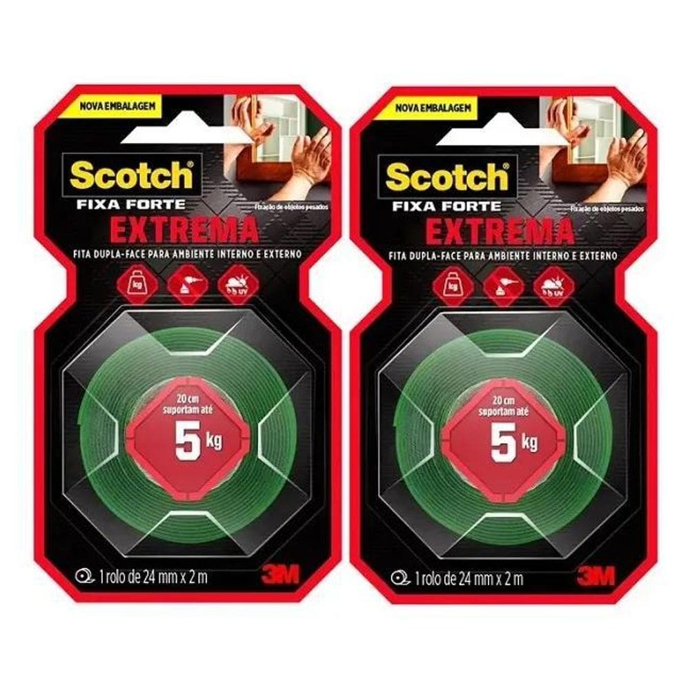 2X 02 Fita Dupla Face Espuma Fixa Forte 24Mmx2M 3M Scotch 5K