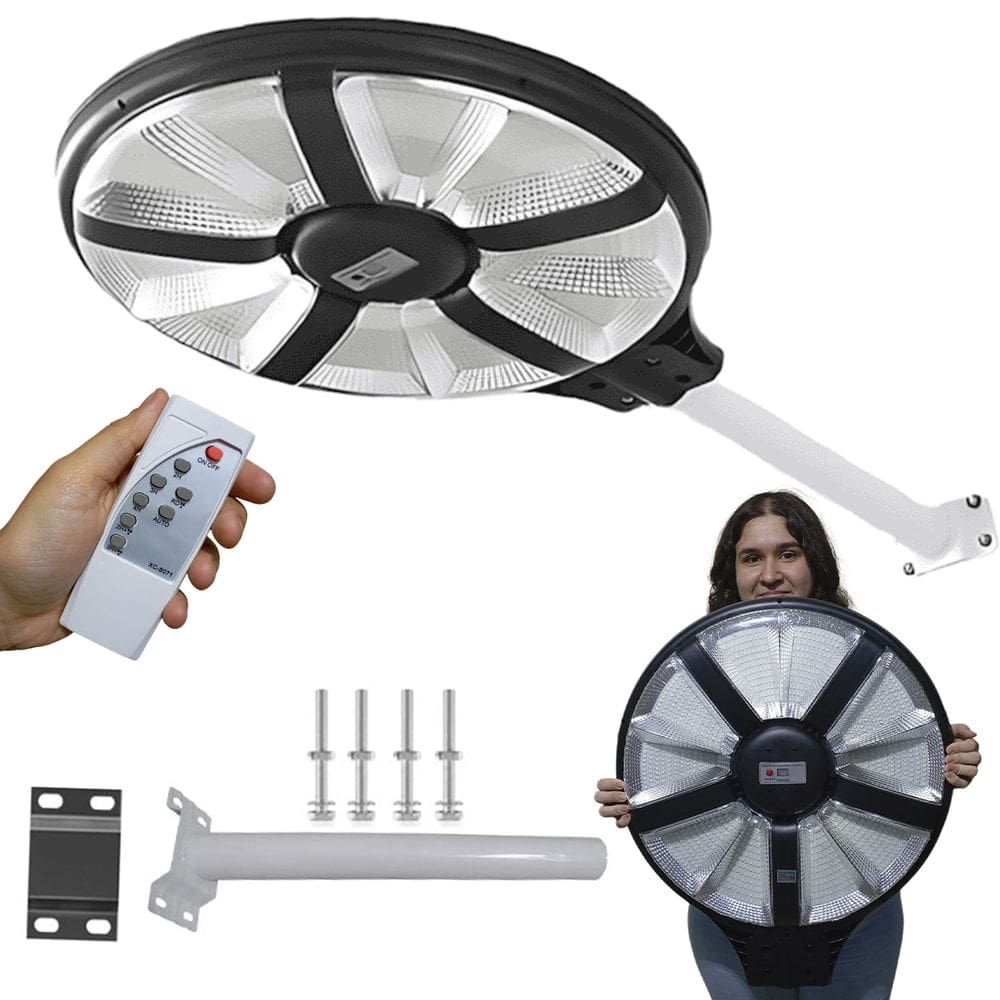 Luminaria Refletor Solar Ovni Ufo 360 graus Sensor Movimento Iluminaçao Publica Rodovia Estrada Rua Avenida Pista