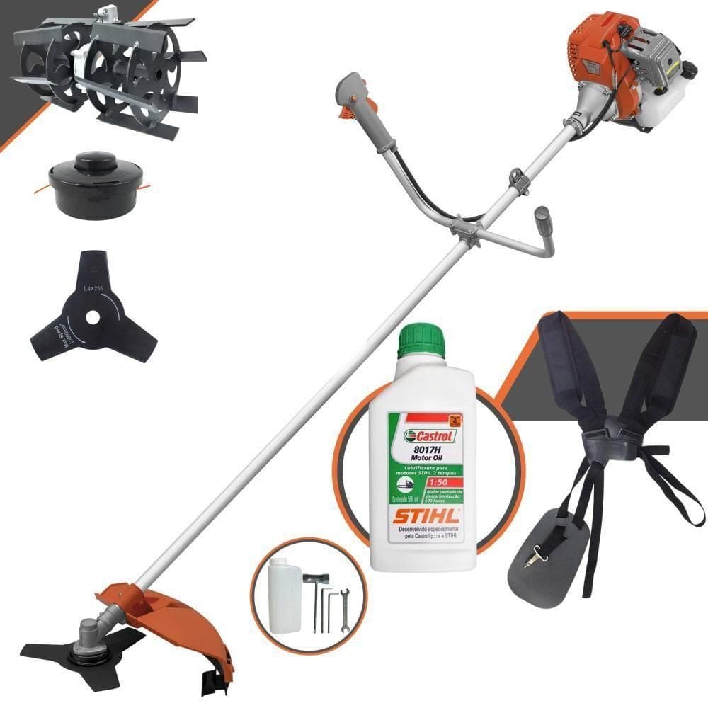 Roçadeira Tekna 52cc 2hp + Enxada Rotativa + óleo Stihl