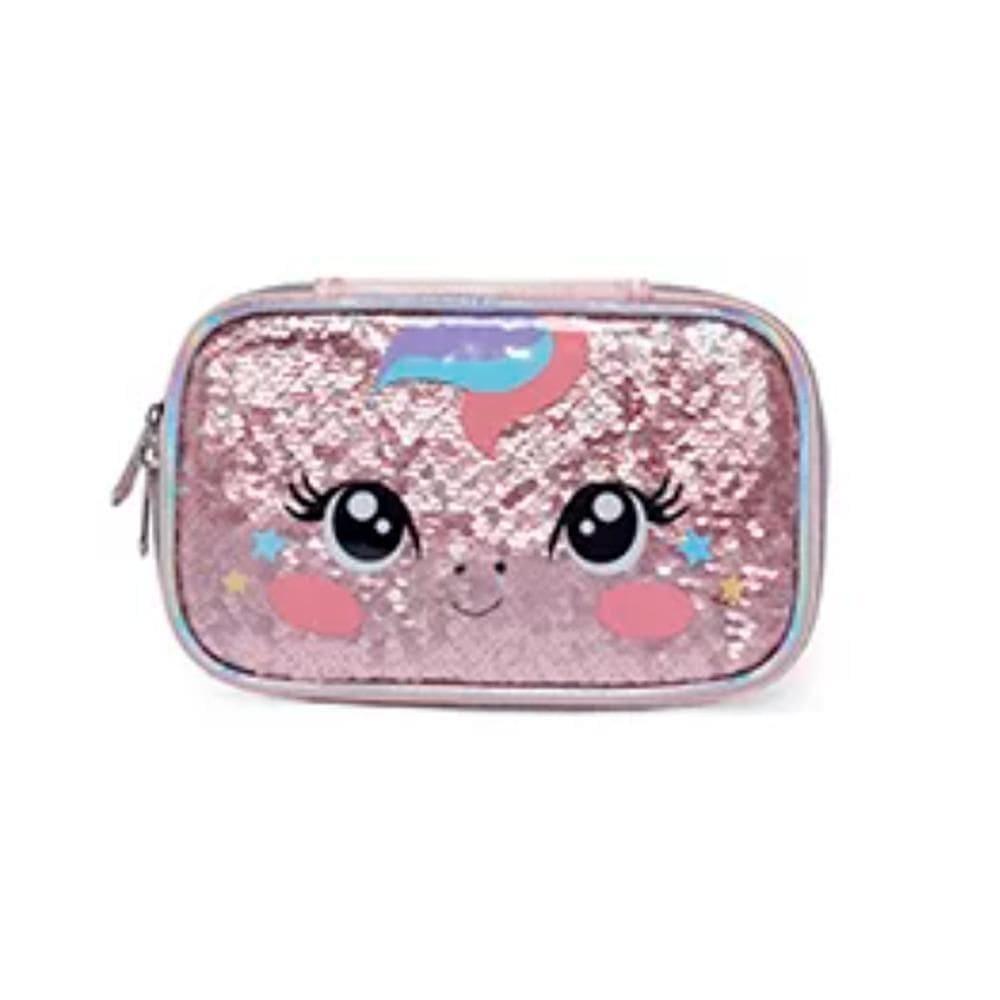 Estojo Box Pack Me Unicórnio Brilhosa Rosa Escolar