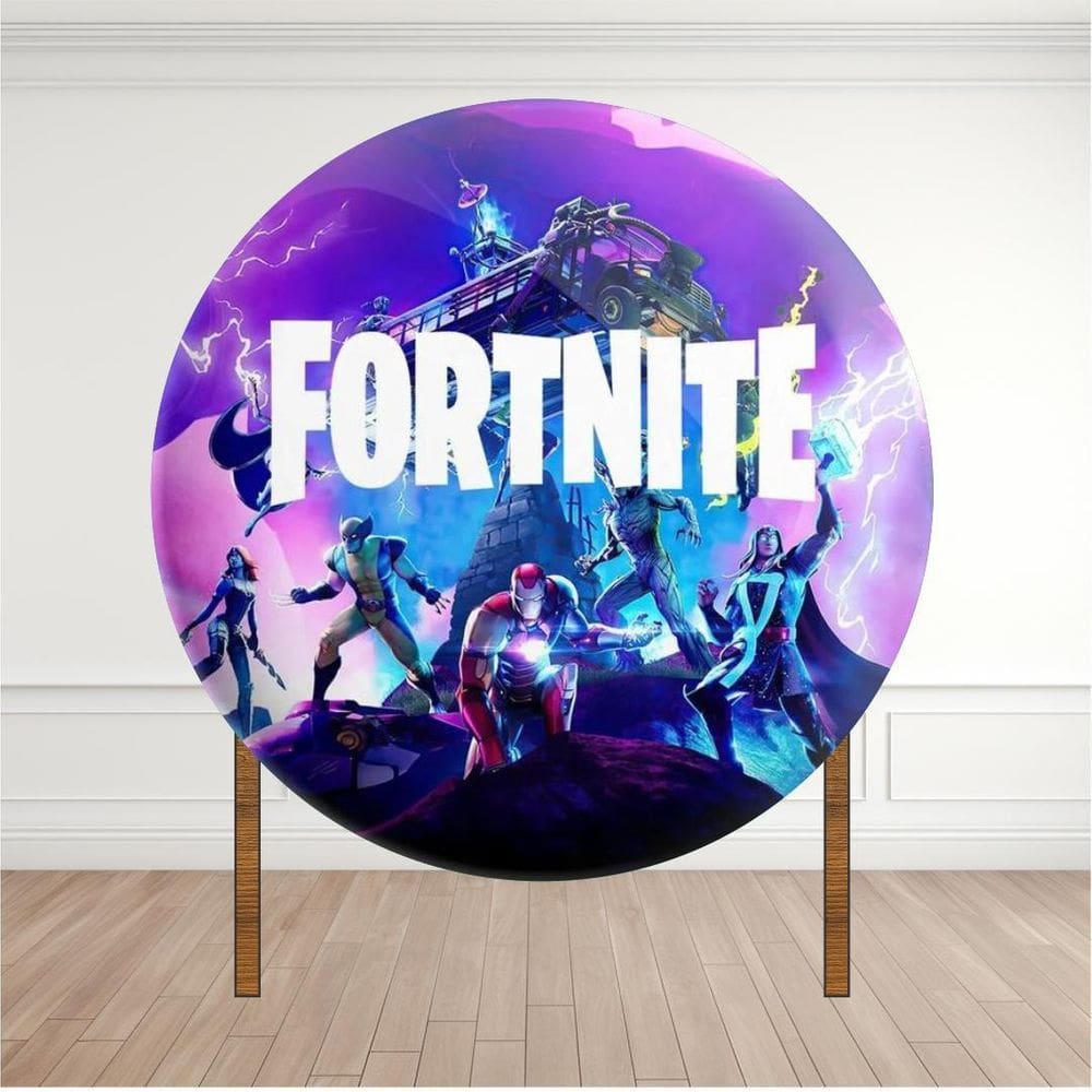 Painel Redondo Lona Fosca 1,20M- Tema Fortnite