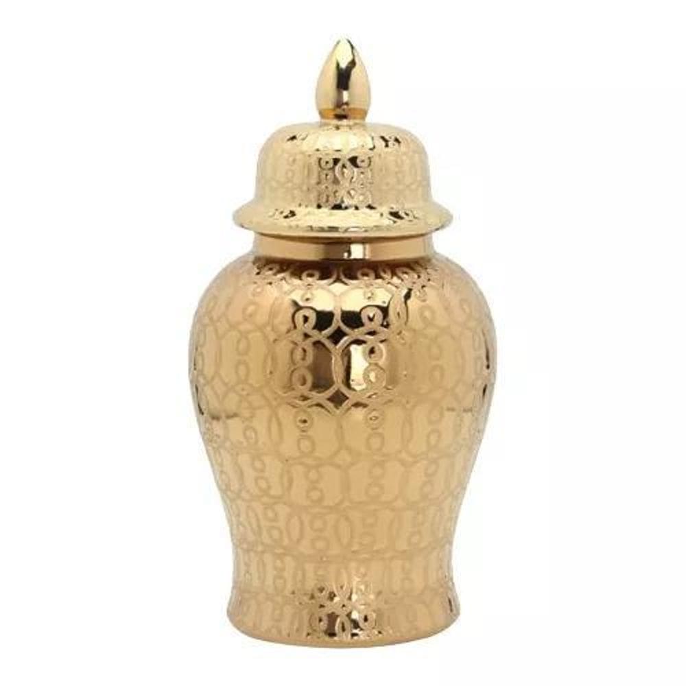 Vaso Grande Dourado Decorativo Porcelana Chinesa 65X34