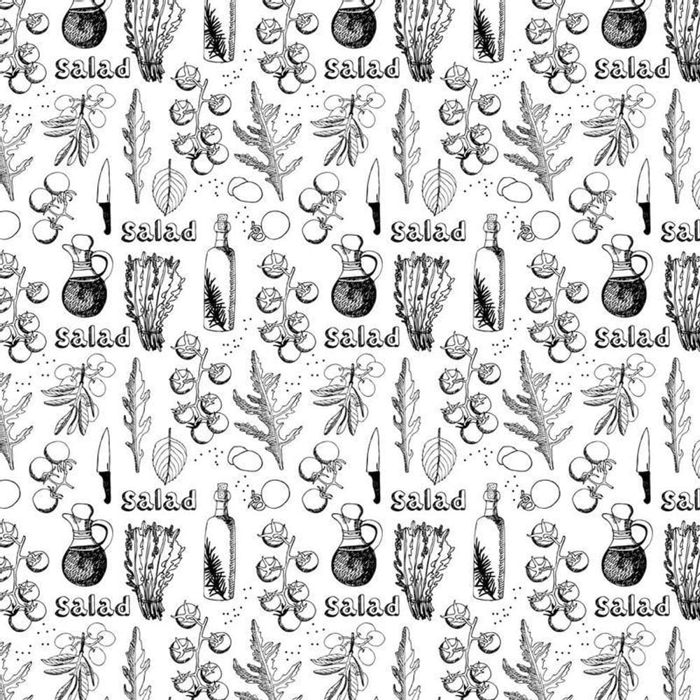 Papel De Parede Salada Branco E Preto Autocolante Cozinha