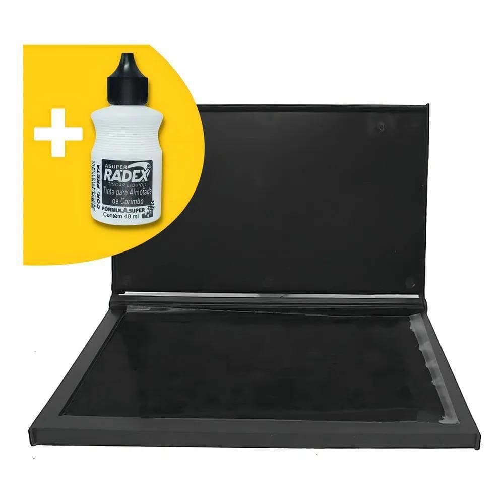 2X Almofada Carimbo Grande N4 + Tinta Refil Preta Inclusa