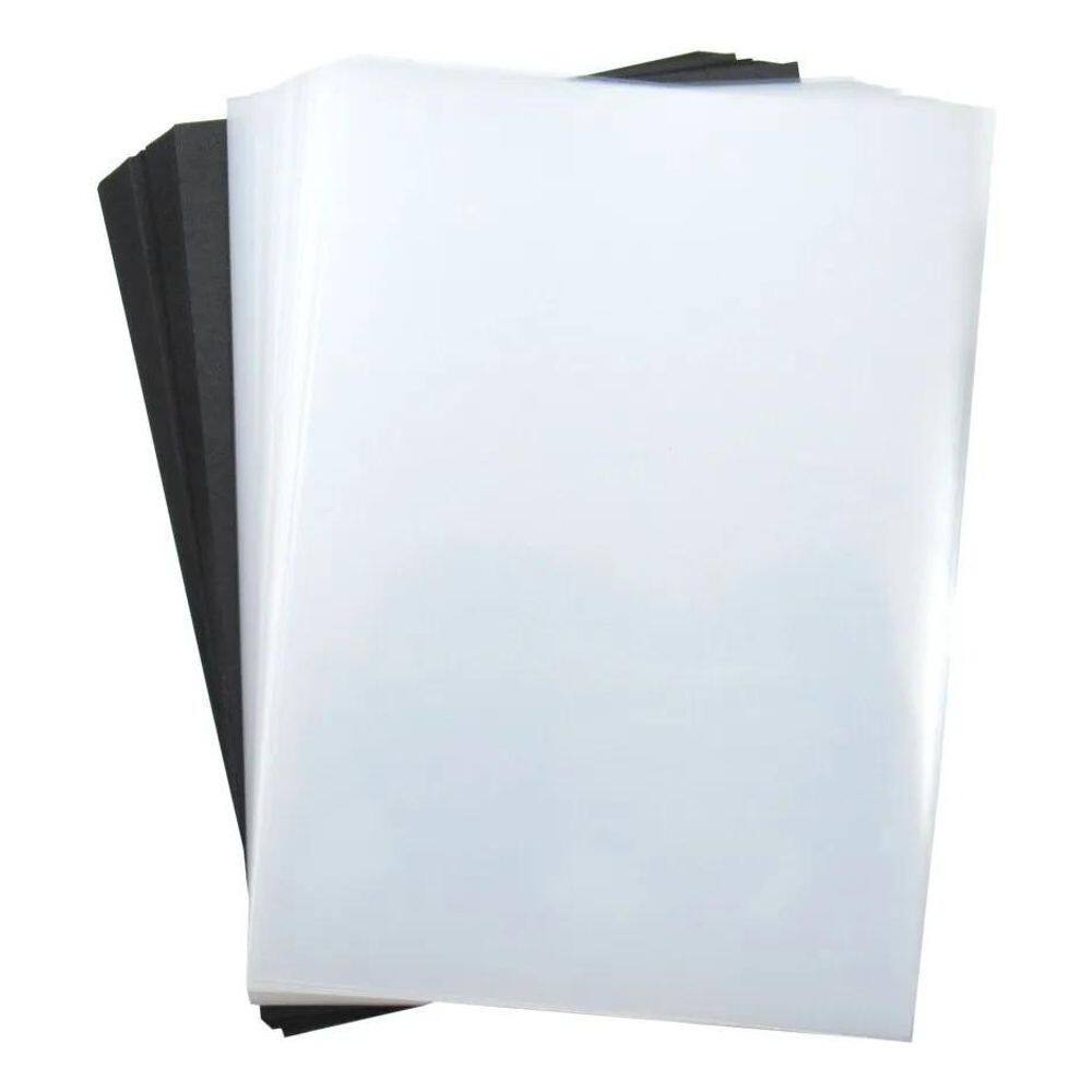 2X Kit Capa Encadernação A4 Transparente Lisa + Preta Couro