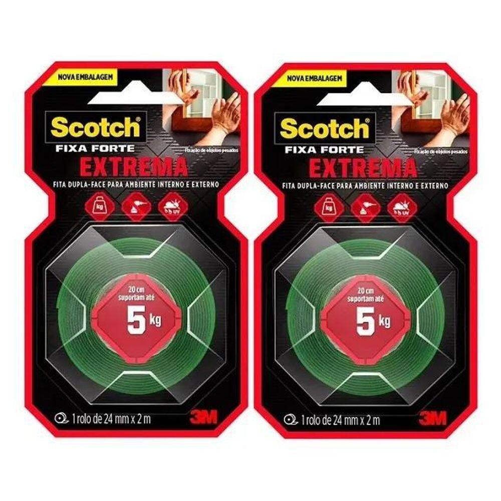 2X 02 Fita Dupla Face Espuma Fixa Forte 24Mmx2M 3M Scotch 5K