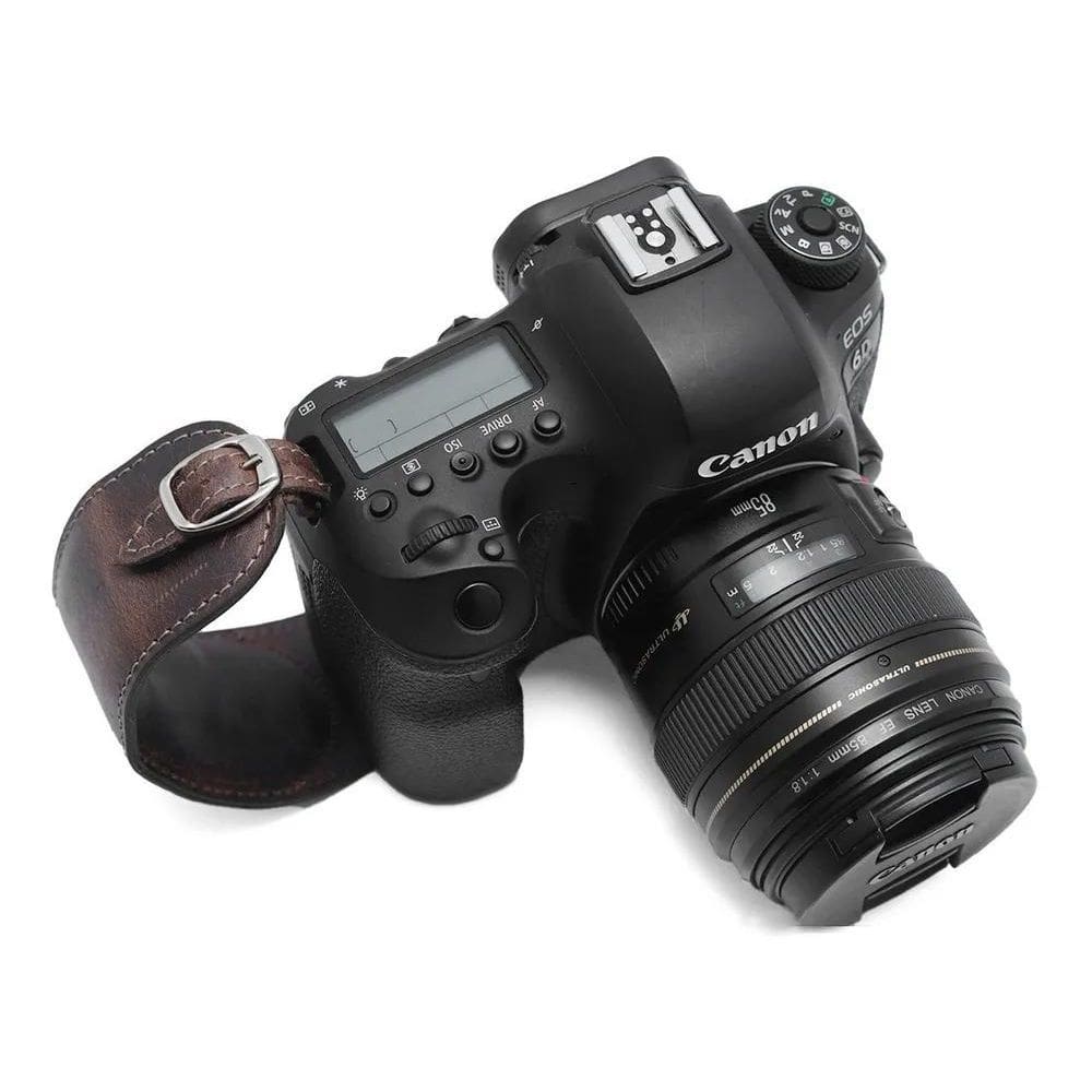 2X Alça Para Câmera Fotográfica Em Couro + 1 Parafu