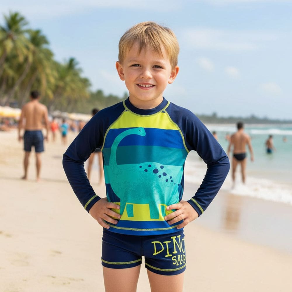 Conjunto Praia Infantil Menino Proteção UV 50+ Dino Floresta Marinho Tip Top
