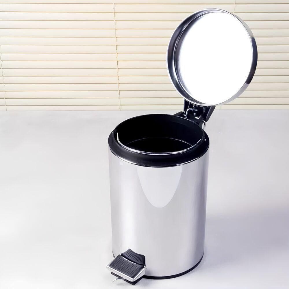 Lixeira Inox Redonda Com Pedal 20l Acabamento Polido - Mood