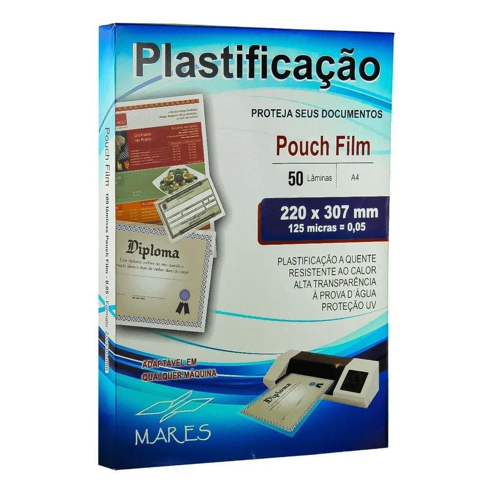 2X Plástico Para Plastificação Mares A4 220X307 125 Micras 5