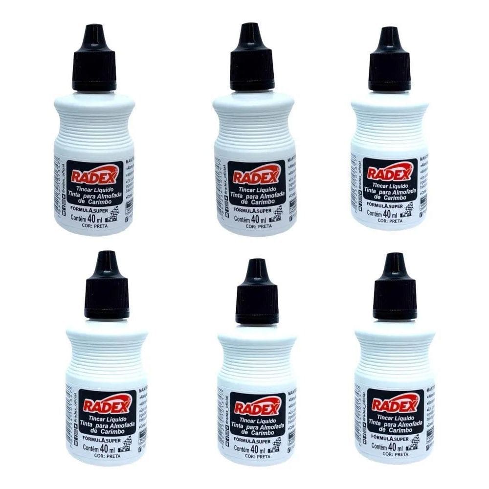 2X Kit 6Tinta P Carimbo Alto Rendimento Escritório Escolar 4