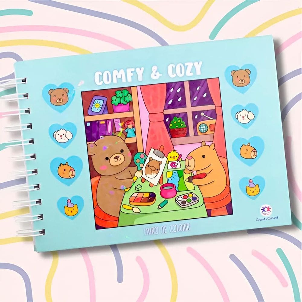 Livrinho Para Colorir Comfy And Cozy Capa Dura Cor:Azul