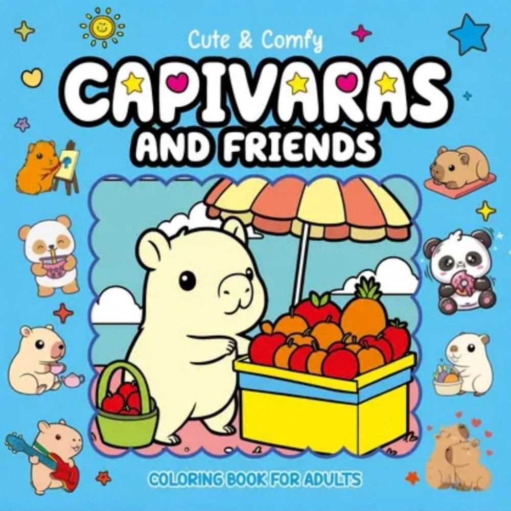 Livro Colorir Capivara And Friends Azul Barraca Frutas 64