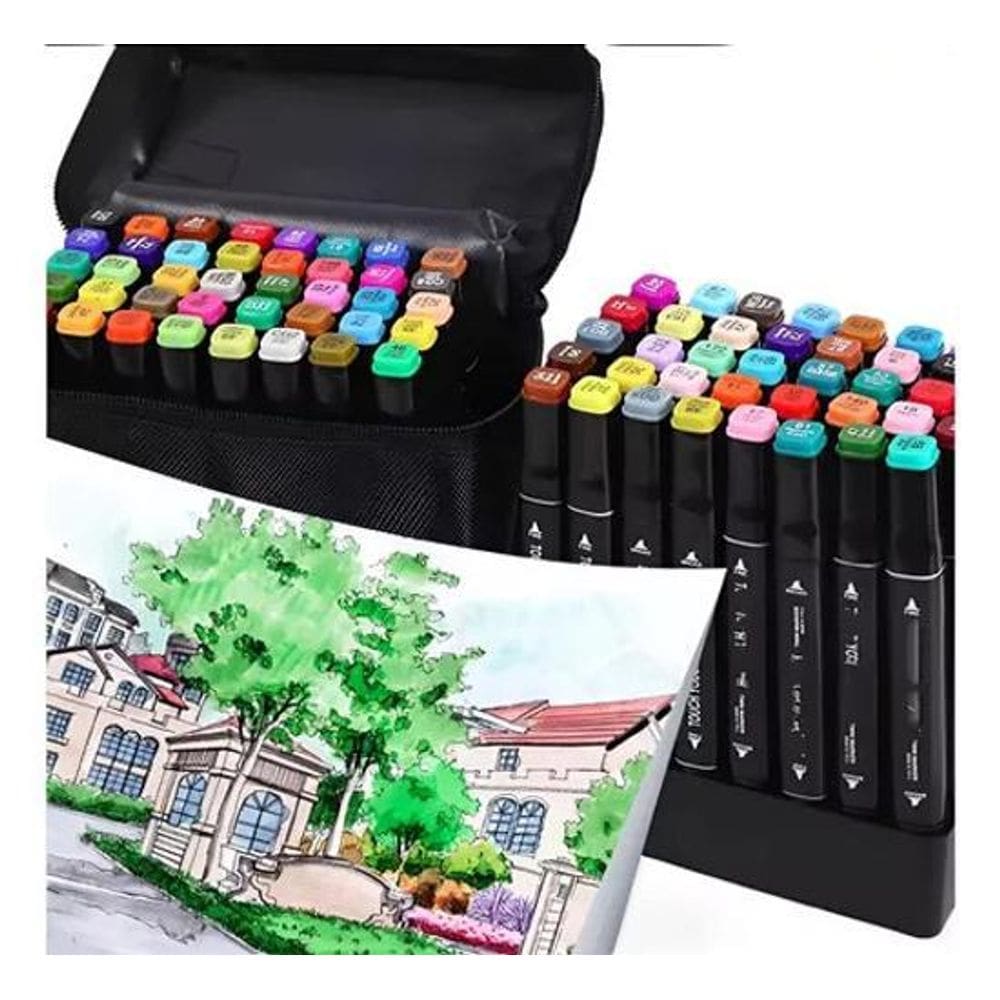 Super Kit Canetinhas Ponta Dupla 60 Pcs 1Linha