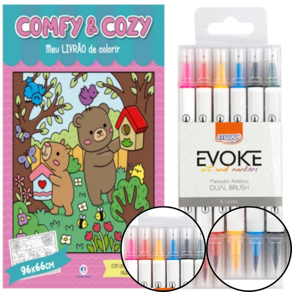 Kit Livro De Colorir Livrao Bobbie Goods + 6 Marcadores Dual