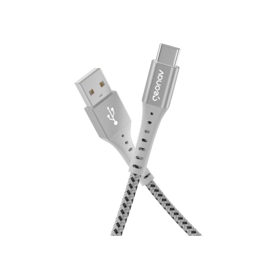 Cabo USB-C em Nylon Trancado Geonav – Branco