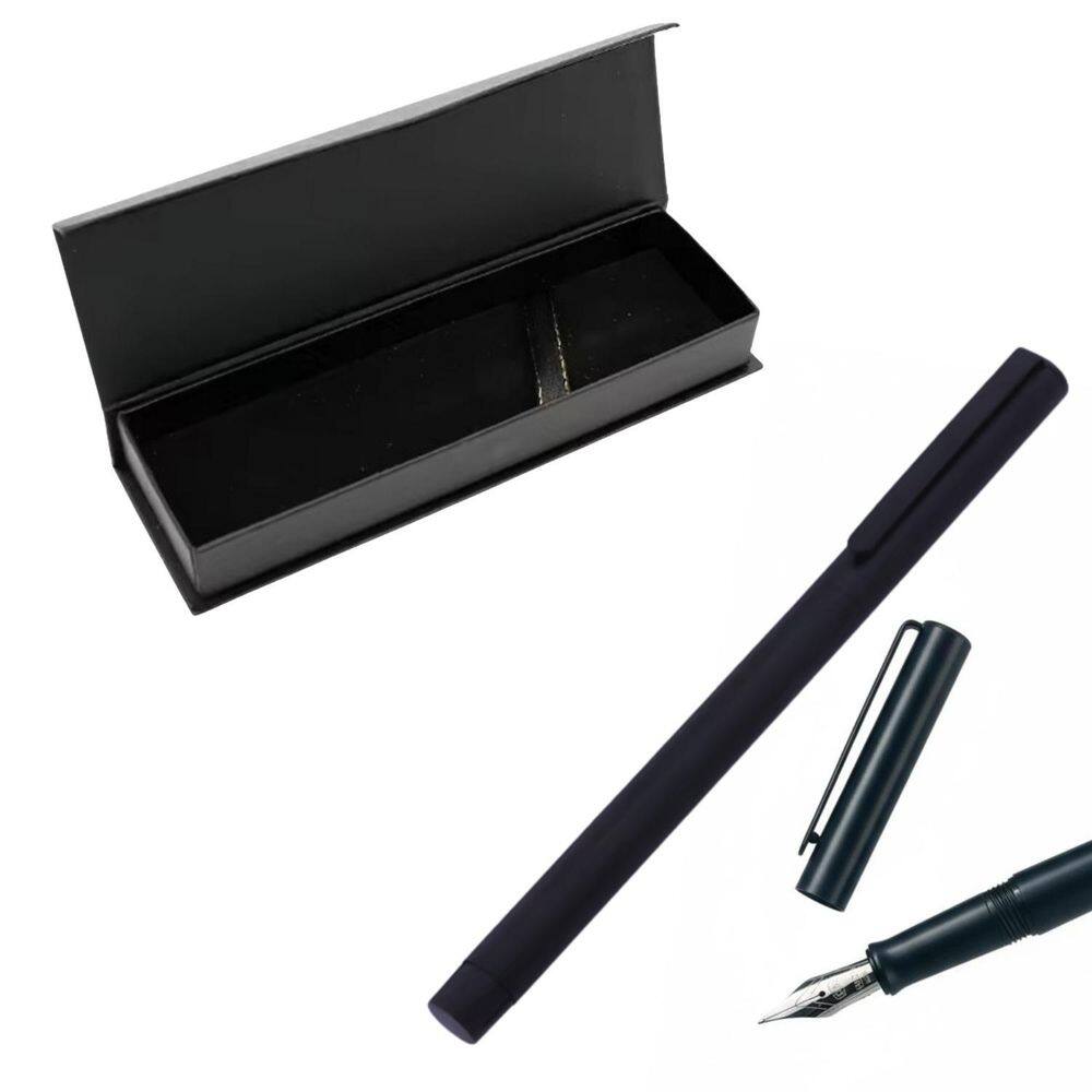 Caneta Tinteiro Preta Fosca 0,38Mm Pena Extra Fina Com Caixa