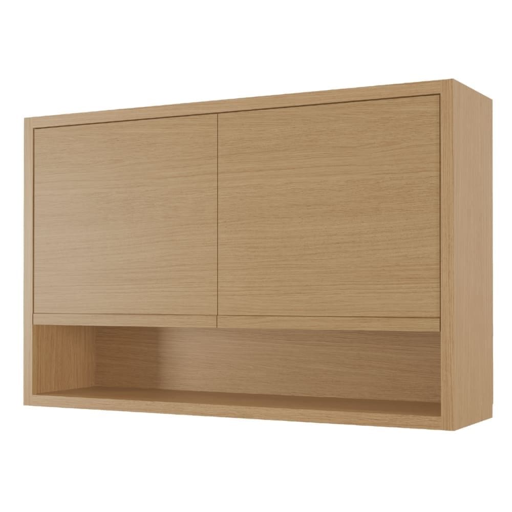 Armário Aéreo De Cozinha 1,20m 2 Portas e Nicho 100% Mdf Cléo Madeirado Nesher