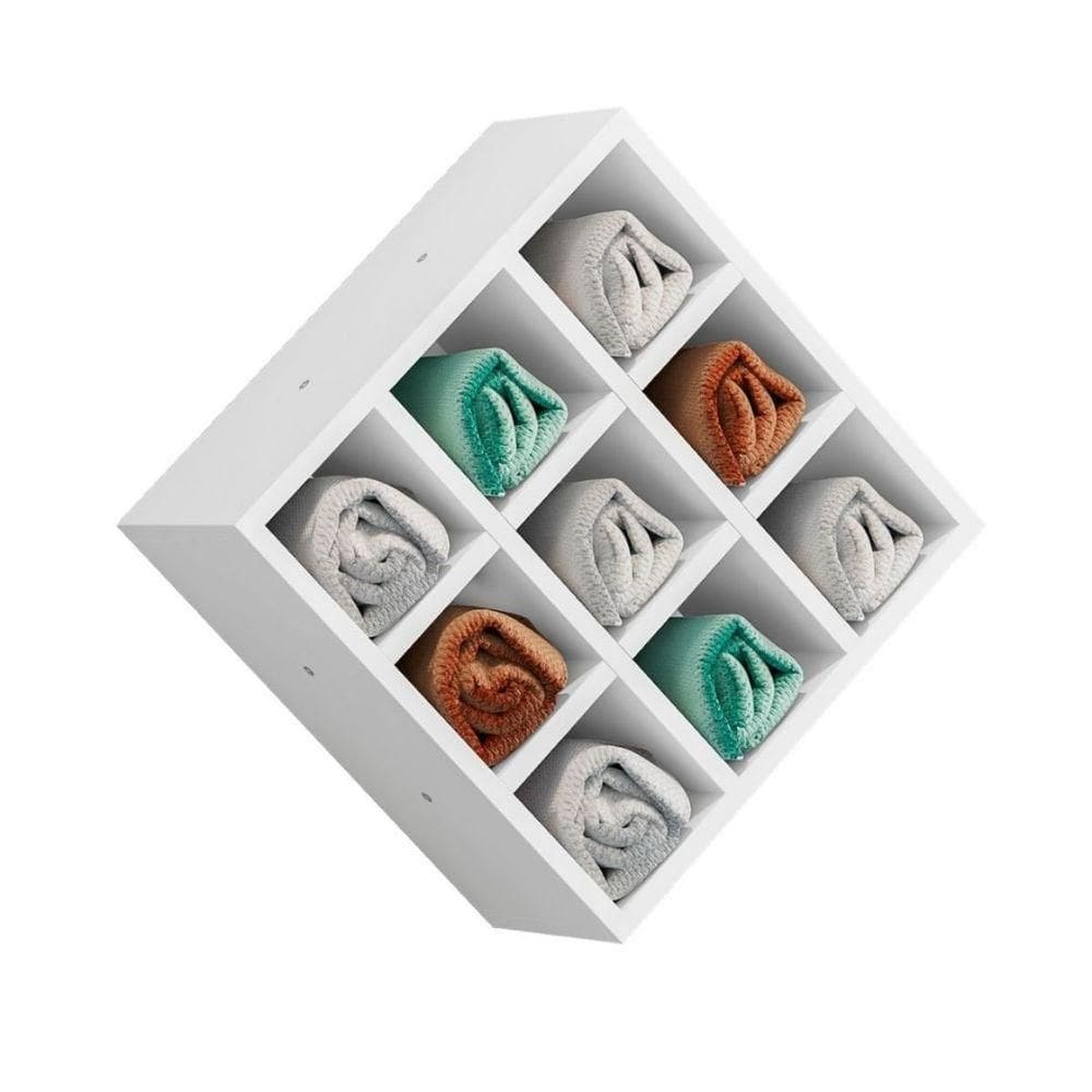 Nicho Decorativo Porta Toalha Com 9 Nichos Multiuso Glamour branco