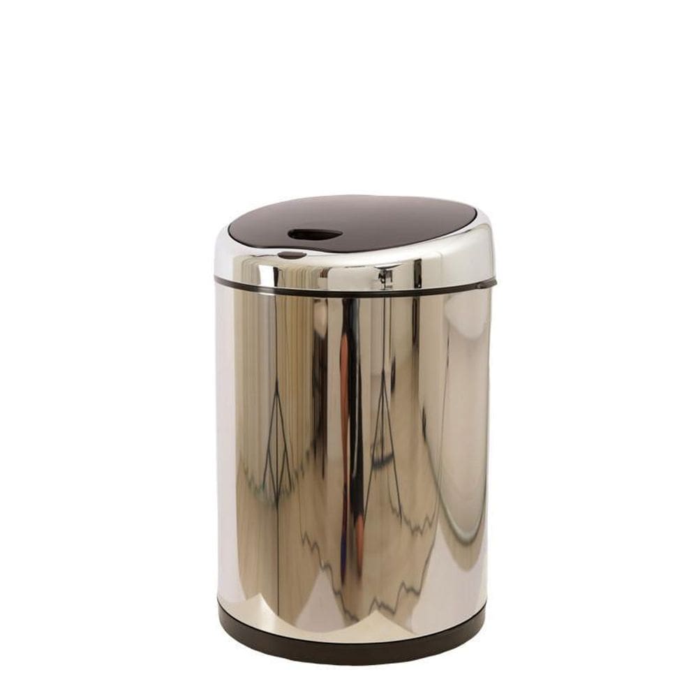 Lixeira 9L Automática Inox - Tampa Preta