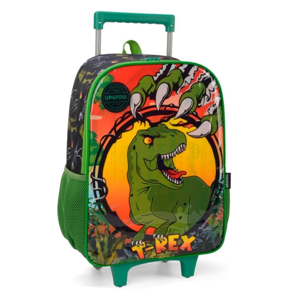 Mochila De Rodinhas T Rex Petit Preto Escolar - Luxcel