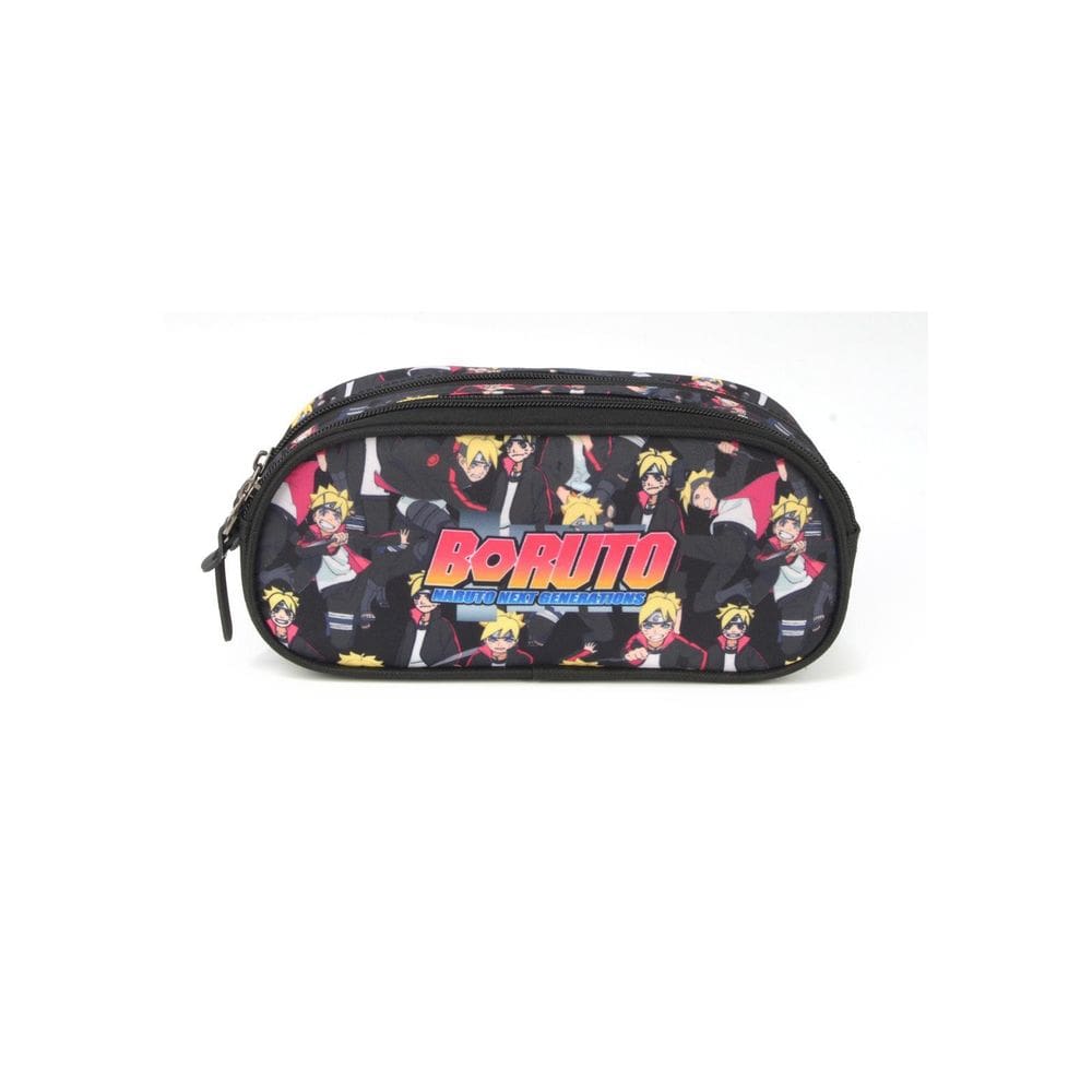 Estojo Escolar Duplo Boruto Naruto Preto Infantil Canetas