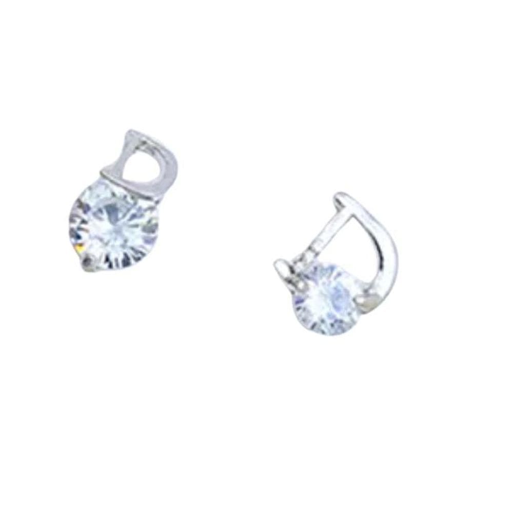 Brinco Inicial Letra D Brilho Strass Detalhes Prateado