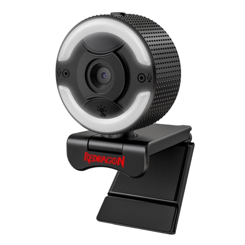 Webcam Redragon Oneshot 1920x1080 Full HD - Capa de Privacidade - Suporte Ajustável - Iluminação Led