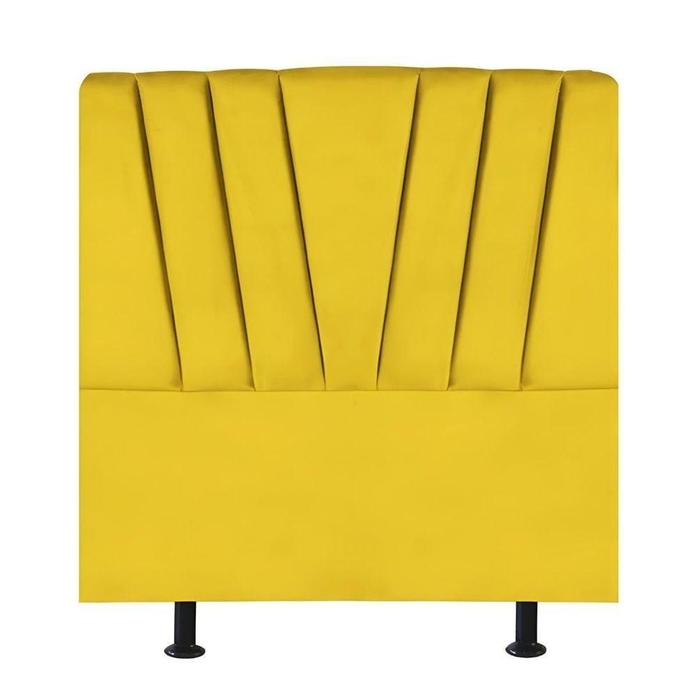 Cabeceira Estofada De Cama Casal Box 140 Cm Louise Suede Amarelo
