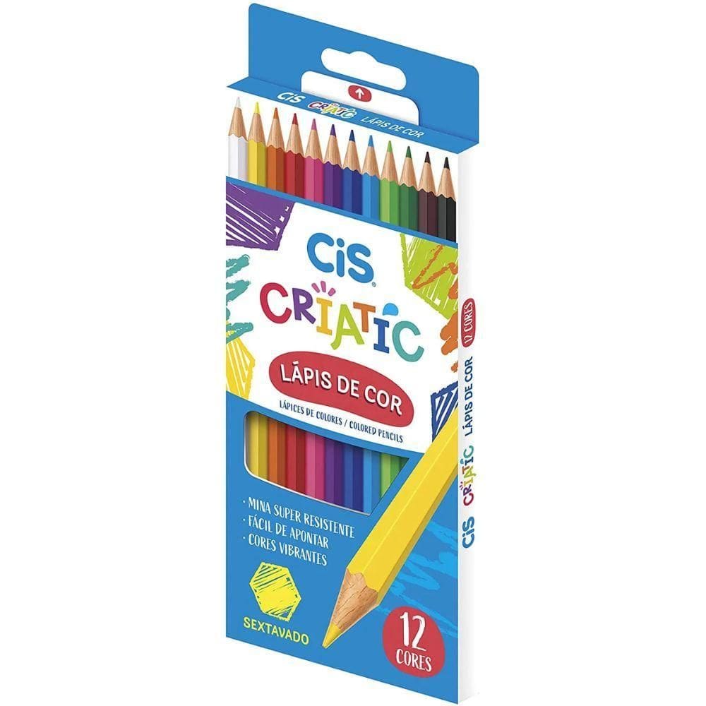 Lápis De Cor Sextavado 12 Cores Criatic Cis
