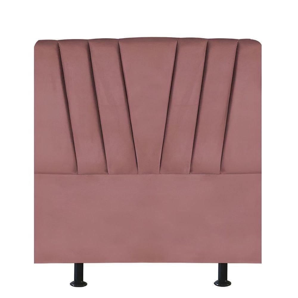 Cabeceira Estofada De Cama Casal Box 140 Cm Louise Veludo Rosé