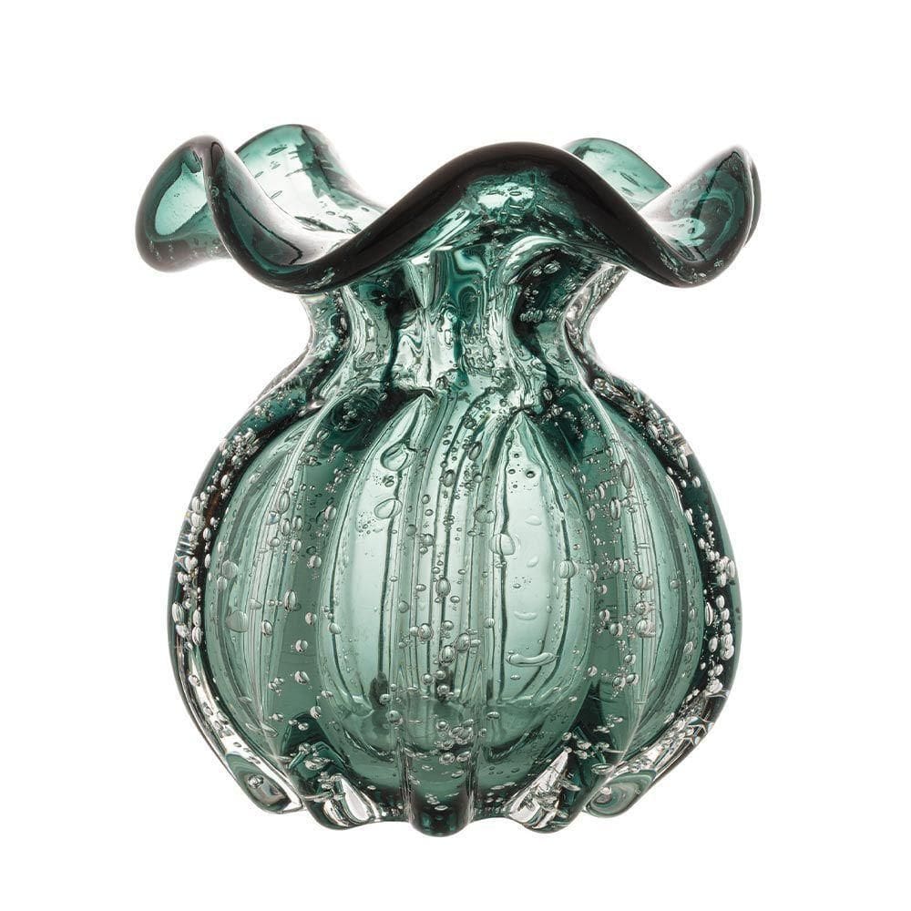 Vaso Murano De Vidro Italy Verde Esmeralda 10x11cm Wolff