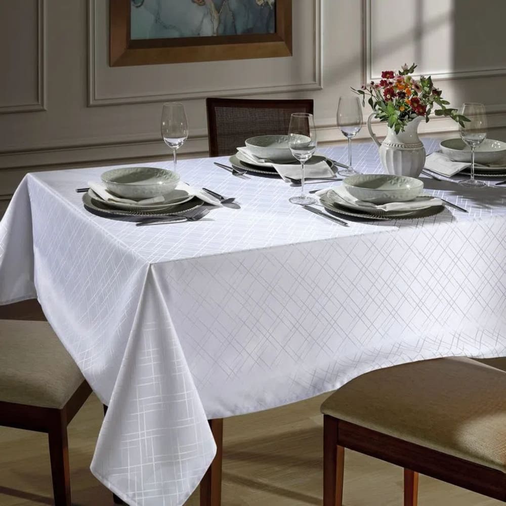 Toalha de Mesa Natal Requinte II Branco Dohler Quadrada 4 Lugares 1,40x1,40m
