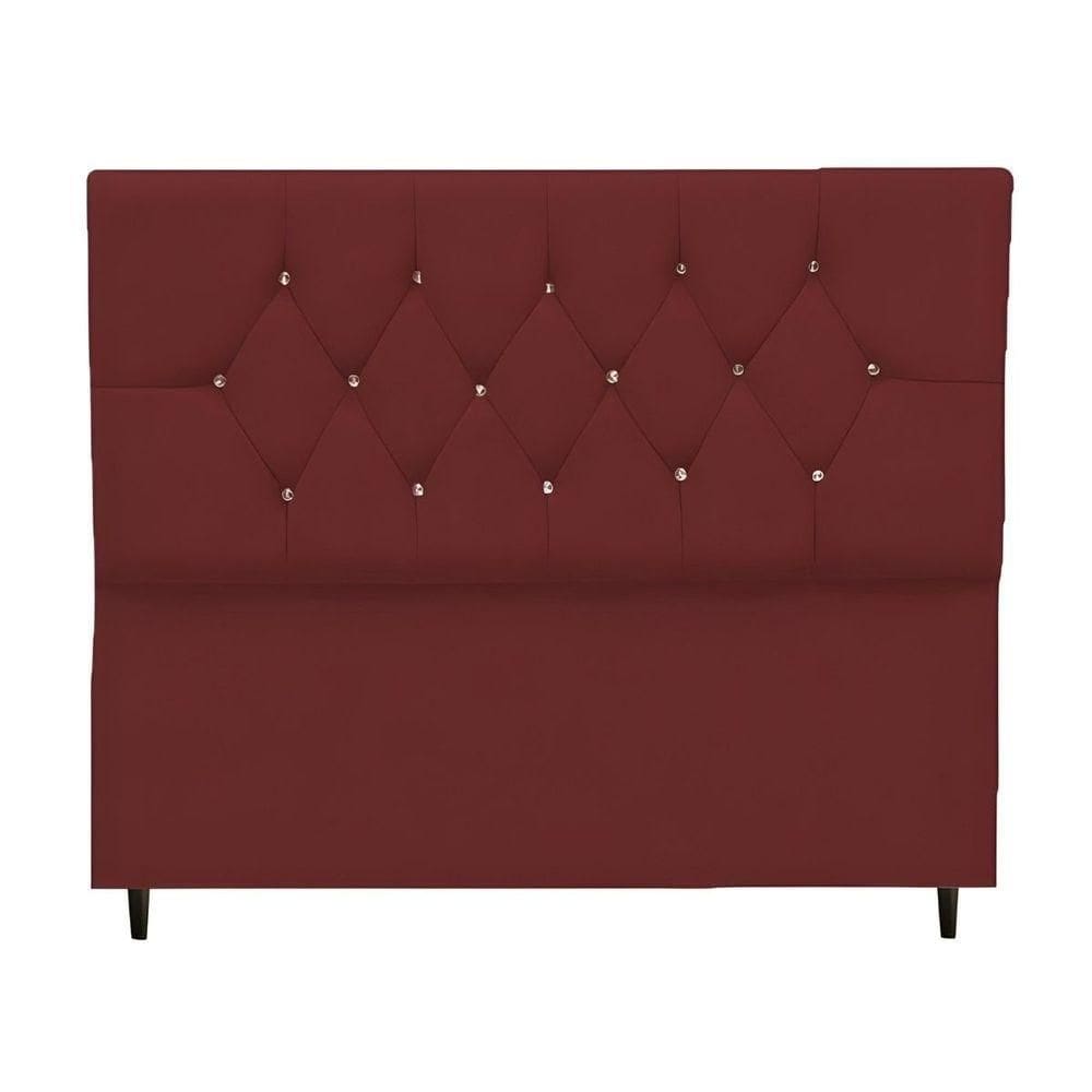 Cabeceira Cama Box King 195 Cm Geovana Suede Bordô