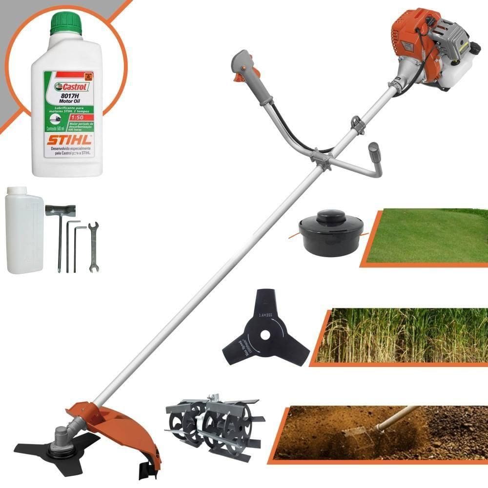 Roçadeira Tekna 2t + Faca 3p + Enxada Rotativa + óleo Stihl