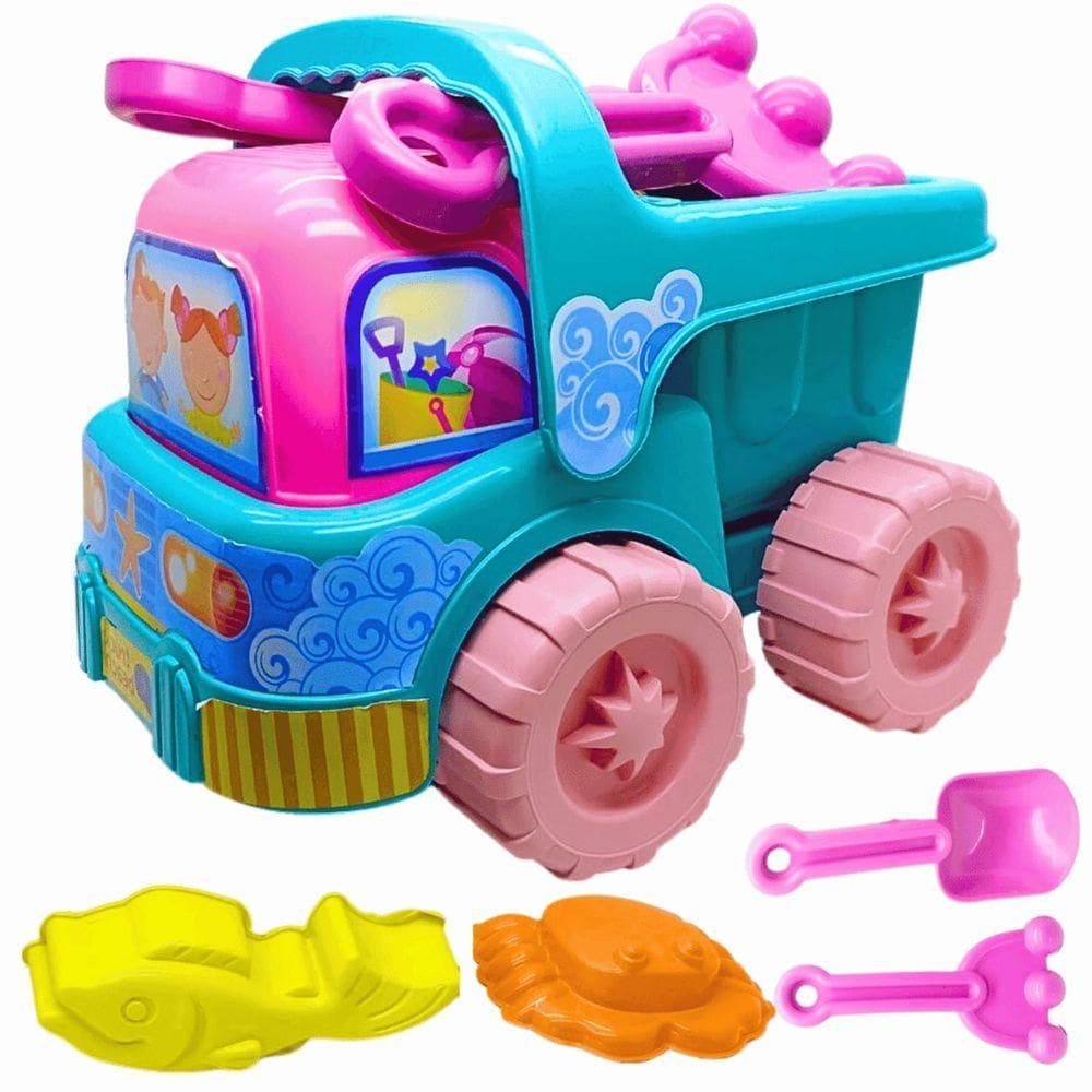 Caminhão Praia Com Acessórios Rosa Plasbrink