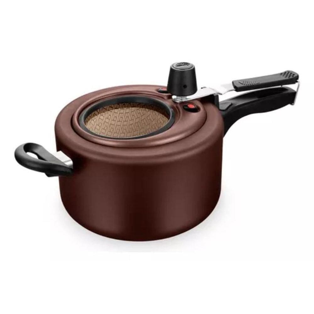 Panela De Pressão Chocolate 3,0L Com Visor De Vidro Mta 6026