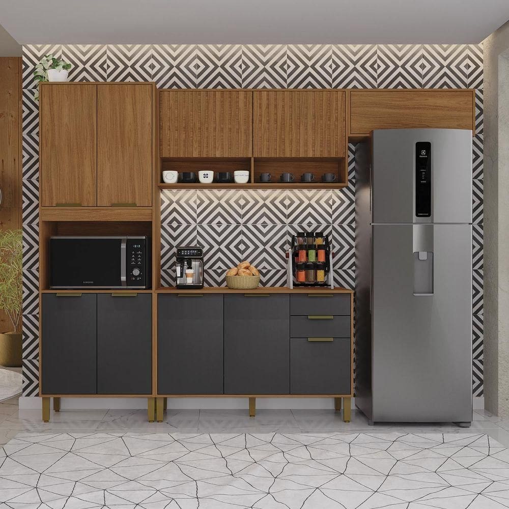 Cozinha Modulada Toronto 2,70 Freijo/chumbo - Indekes