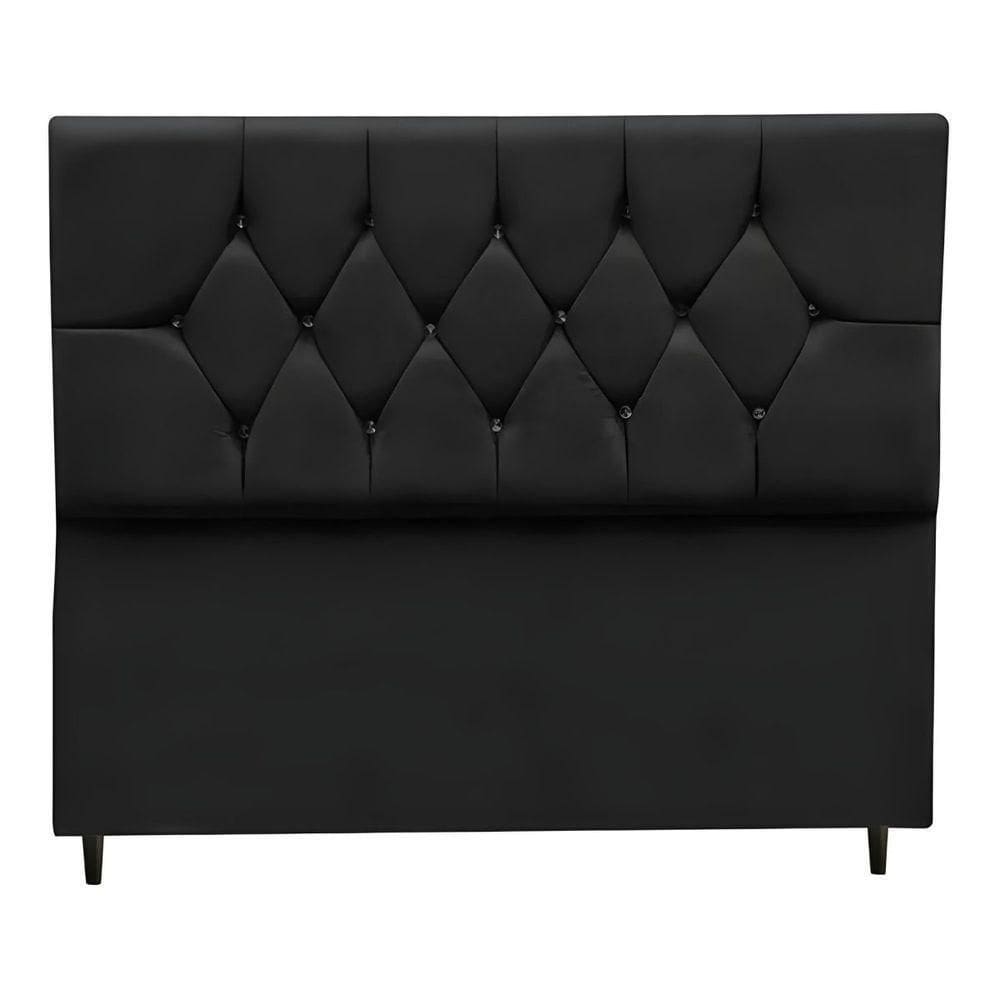Cabeceira Cama Box Estofada Queen 160 Cm Geovana Suede Preto