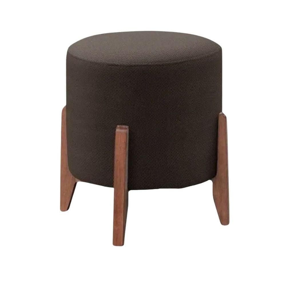 Puff Banqueta Decorativo Redondo Sala Estar Marrocos Suede Marrom