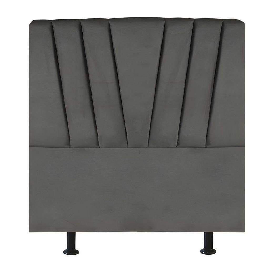 Cabeceira Estofada De Cama Casal Box 140 Cm Louise Suede Cinza