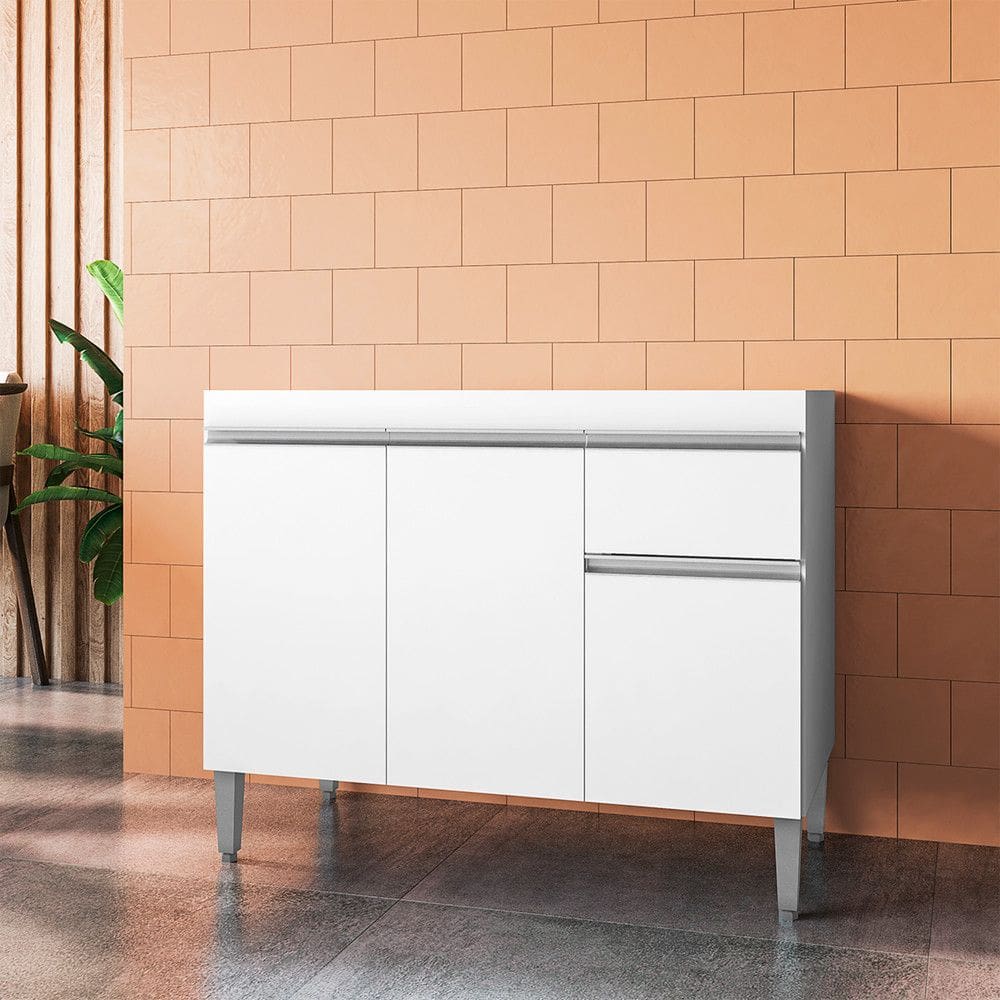 Balcao Cozinha Tatiane 3 Portas 1 Gaveta 100cm AJL Moveis