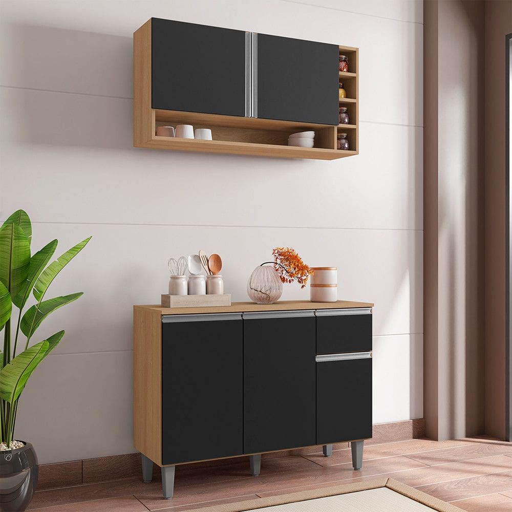 Kit Cozinha Vanessa Armario e Aereo Completo Multiuso AJL Moveis