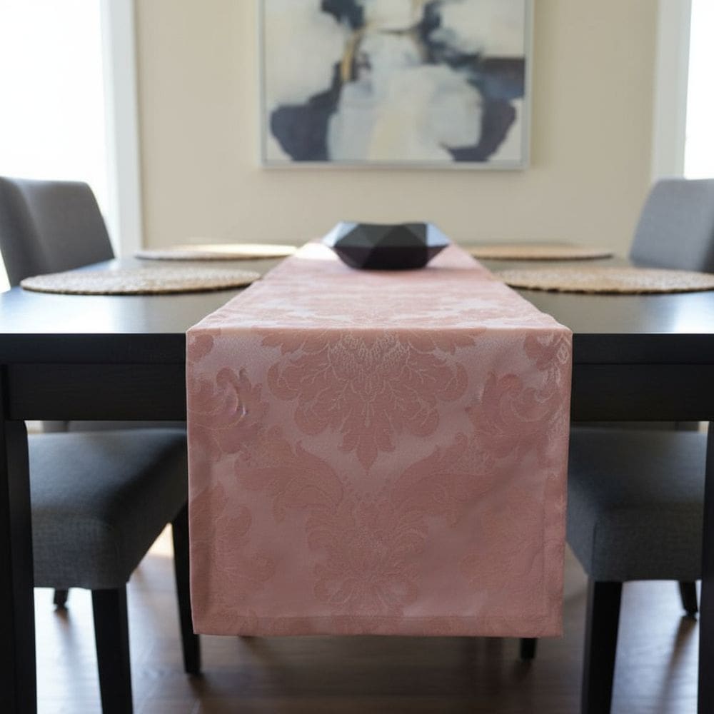 Caminho Trilho de Mesa 40 x 180 Tecido Grosso Jacquard Algodão Poliester Rosa