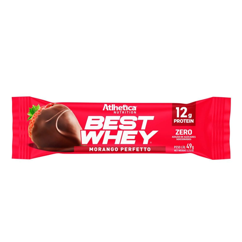 Barra de Proteína Best Whey Atlhetica Sabor Morango Perfetto com 12g de Proteínas 49g