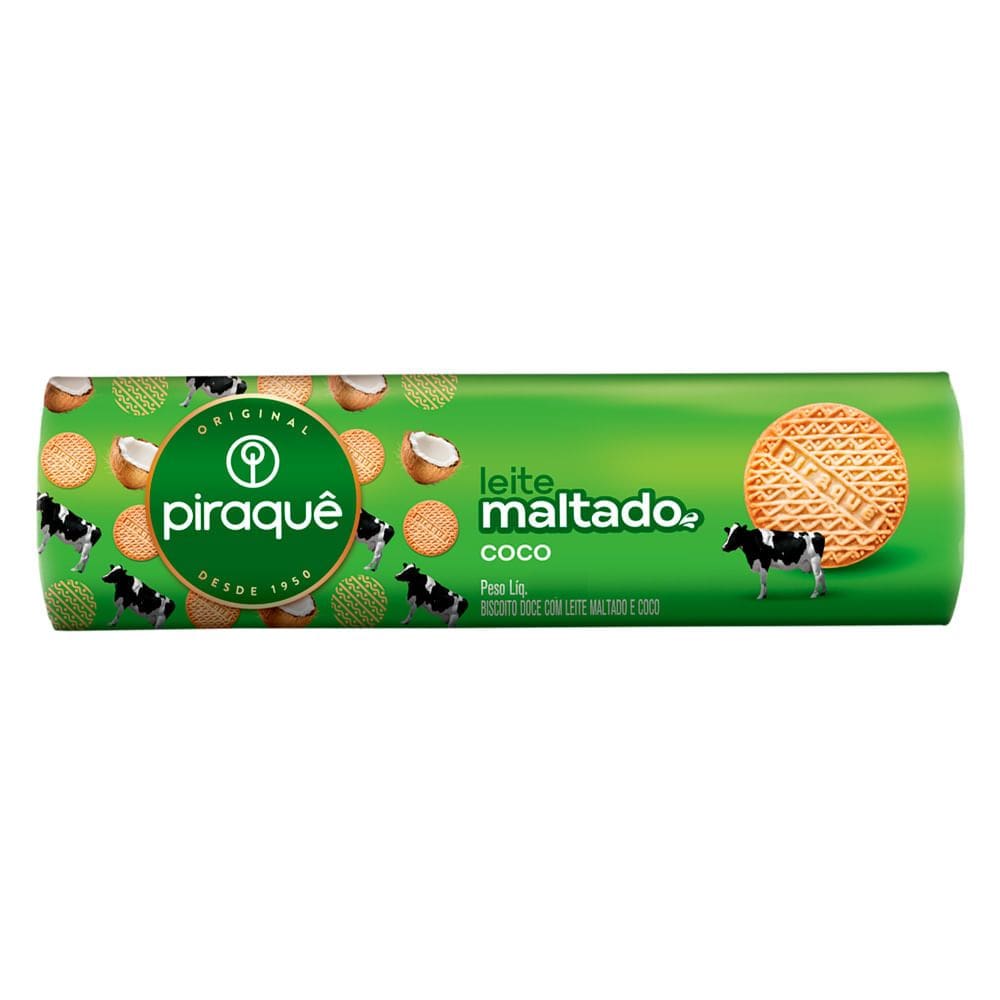 Biscoito Piraquê Leite Maltado Sabor Coco 132g